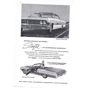 Starfire Oldsmobile Coupe Luxury Convertible Advertisement 1960 Print 9in
